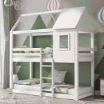 White Wooden Bunk Bed for Kids and Teens