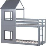 Gray Treehouse Bunk Bed for Kids