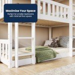 Triple Sturdy Bunk Beds for Kids - White