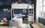 L-Shape Kids Bunk Bed with Underbed Workstation