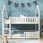 Merax Twin Bunk Bed with Ladder - White