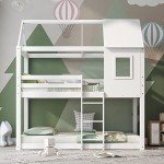 White Wooden Bunk Bed for Kids and Teens