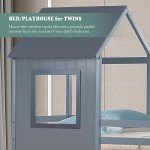 Gray Treehouse Bunk Bed for Kids