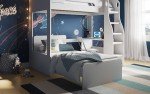 L-Shape Kids Bunk Bed with Underbed Workstation