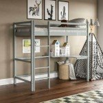 Grey Pine Loft Bunk Bed with Desk for Kids