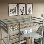 Grey Pine Loft Bunk Bed with Desk for Kids