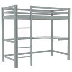 Grey Pine Loft Bunk Bed with Desk for Kids