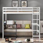 High Sleeper Bunk Bed with Desk – White Pine