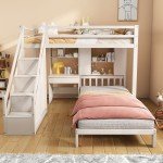 Bunk Bed with Stairs and Storage Desk