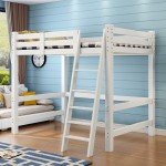 Solid Pine Wood Loft Bed with Desk