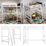 High Sleeper Bunk Bed with Desk – White Pine