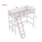 Solid Pine Wood Loft Bed with Desk