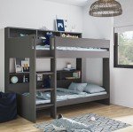 Kids Bunk Bed with Stairs and Storage Shelf