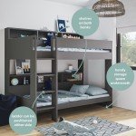 Kids Bunk Bed with Stairs and Storage Shelf
