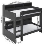 Kids Bunk Bed with Stairs and Storage Shelf