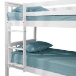 Kids Pine Wood Double Bunk Bed with Stairs