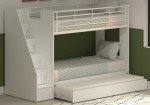 White Bunk Beds with Trundle and Storage Stairs