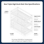 Triple Sturdy Bunk Beds for Kids - White