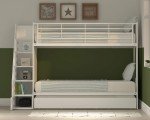 White Bunk Beds with Trundle and Storage Stairs