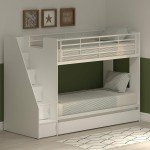 White Bunk Beds with Trundle and Storage Stairs