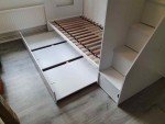 White Bunk Beds with Trundle and Storage Stairs
