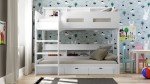 White Wooden Bunk Bed with Storage for Kids