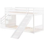 Kids Bunk Bed with Stairs and Ladder