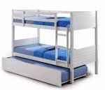 White Bunk Bed with Trundle for Kids