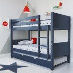 Navy Blue Wooden Detachable Bunk Bed with Trundle
