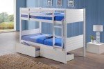 White Bunk Bed with Trundle for Kids