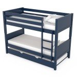 Navy Blue Wooden Detachable Bunk Bed with Trundle