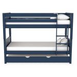 Navy Blue Wooden Detachable Bunk Bed with Trundle
