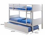 White Bunk Bed with Trundle for Kids