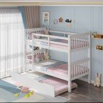 Oliver White Wooden Bunk Bed with Trundle