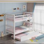 Oliver White Wooden Bunk Bed with Trundle
