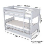 Light Grey Wooden Single Bunk Bed with Trundle