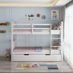 Oliver White Wooden Bunk Bed with Trundle