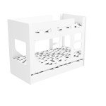 White Wooden Kids Bunk Bed with Trundle