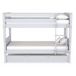 Light Grey Wooden Single Bunk Bed with Trundle