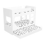 White Wooden Kids Bunk Bed with Trundle