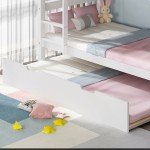 Oliver White Wooden Bunk Bed with Trundle