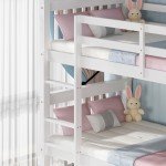 Oliver White Wooden Bunk Bed with Trundle