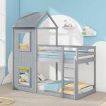 Gray Treehouse Bunk Bed for Kids