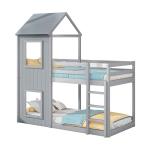 Gray Treehouse Bunk Bed for Kids