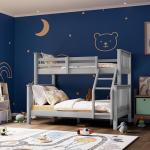 Triple Wooden Bunk Bed for Kids – Grey