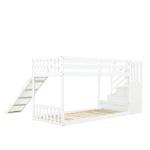 Kids' Bunk Bed with Stairs and Slide - White