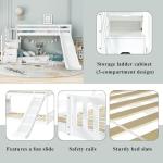 Kids' Bunk Bed with Stairs and Slide - White