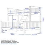 Blisswood Triple Bunk Bed Solid Pine Frame