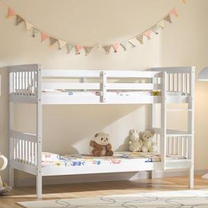 Milan Solid Pine Twin Bunk Bed with Ladder