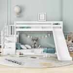 Kids Bunk Bed Frame with Slide and Steps